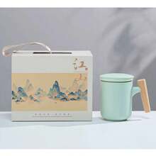 2026 New 1 Set Ceramic Mug With Lid, Tea Infuser & Separation, Home/Office Couple Tea/Coffee Cup Gift Box, Party/Birthday/Memorial Gift - Multicolor - View 9