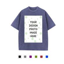 Custom Photo Personalized T-Shirt - Heavyweight Cotton Unisex Adult Tee With Your Own Image/Text - Soft Breathable Crew Neck Short Sleeve Shirt For Gym, Workouts, Casual Wear - Washable Digital Print Custom Gift For Men & Women - Summer Sportswear, Gym Apparel, Design, Durable Construction, Fitness Enthusiasts - 寶藍色 - 查看 10