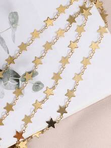 1米厚金色不锈钢五角星链，适合DIY制作项链和手链等首饰。 - 不銹鋼鏈條 - 查看 3