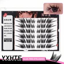 Korean Girl Group Style 6-Row Segmented Glue-Free 48 Cluster False Eyelashes, Dark Style Self-Adhesive False Eyelashes - C - View 6