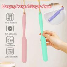 1-Piece Set Jar Scraper Silicone Long Scraper  Cream Scraper Heat-Resistant Jam Spreader For Scraping Kitchen Baking Mixing Cake Butter - 1PC - Random Color - View 8