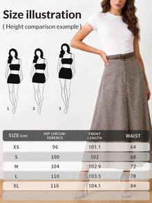 EARO 女士时尚格子A字裙，百搭优雅，宽松显瘦，春季必备 - 咖啡棕 - 查看 8