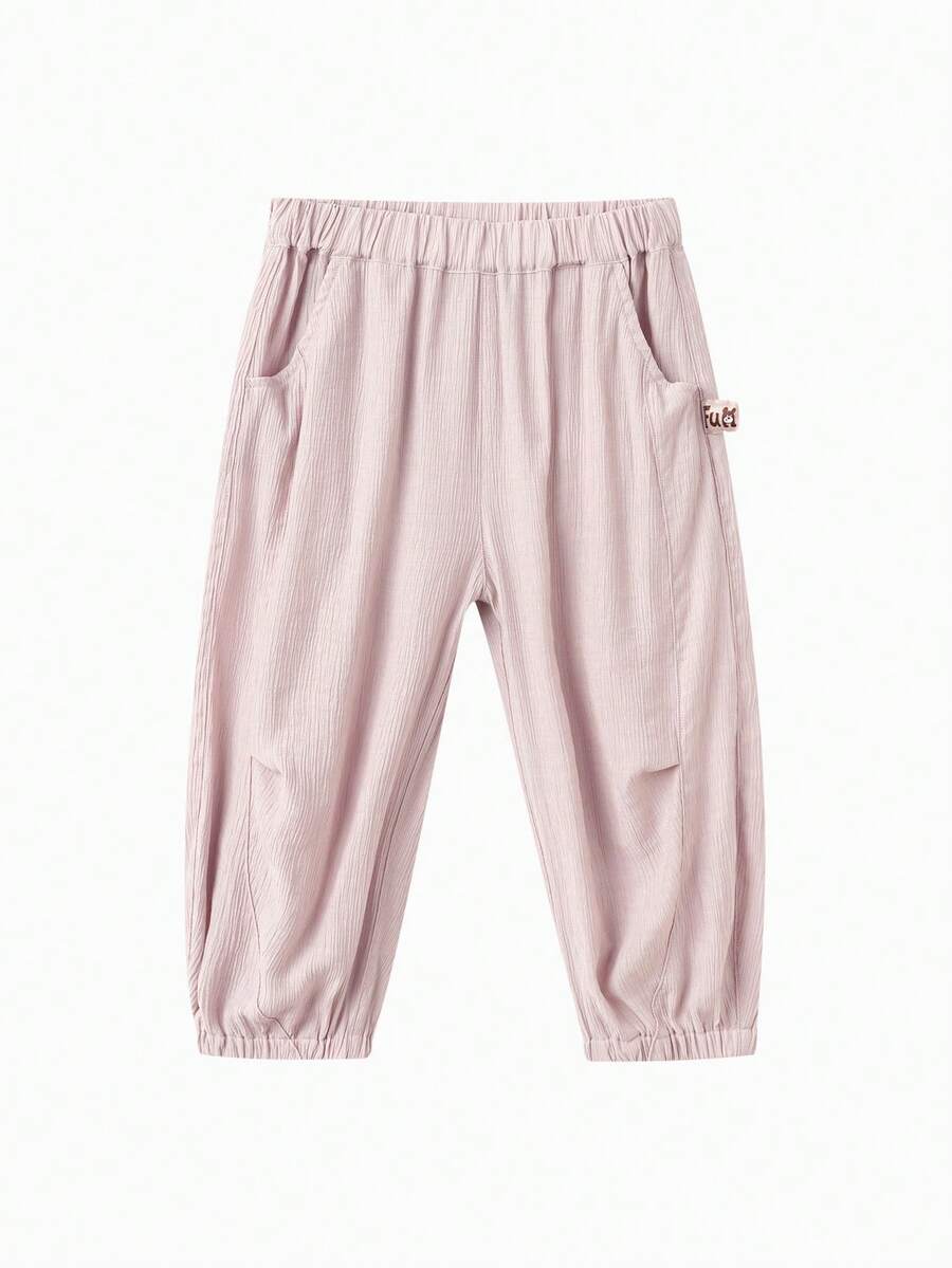 Balabala Young Girl Parachute Pants, Boys & Girls, Pleated Design, Summer Joggers 2026 - Rubber Powder - View 1