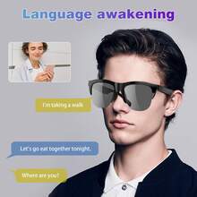 2026 Wireless Smart Glasses, Touch Operation, Built-In Microphone, HD Audio, Wireless Connection, Rechargeable Battery, Suitable For Office, Outdoor, Sports, Driving, Music Playback, Hands-Free Calling - Ideal Holiday Gift! - Black - View 3