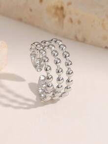 1pc Minimalist Chic Personalized Design Versatile Luxury Sense Gold-Plated Stainless Steel Polka Dot Geometric Open Ring, Suitable For Women's Daily, Party, And Date Wear - Open Ring - View 5