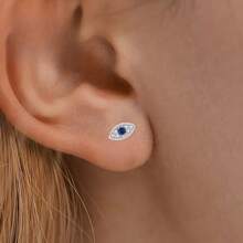0.45g S925 Sterling Silver Mini Synthetic Zirconia Devil's Eye Stud Earrings, Niche Fashion Unisex Style, Can Wear On Cartilage, Low Allergy - Evil Eye Earring - View 11