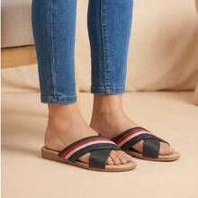 Sandalias Para Dama Tacón Bajo Tira Deportiva Estilo DAYA131 Material Sintético y Tipo Gamuza Casual Fiesta Playa - Negro Sintético - Ver 4