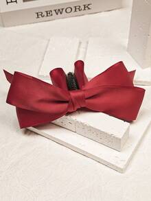 1pc Elegant Bow Hair Clip, Delicate Bowknot Hair Accessory With Sharp Hook Clasp, Suitable For Braids, Buns, Ponytails, Updos, Available In Solid Colors: Black, Red, White, Beige, Brown, Navy, Burgundy, Suitable For Formal And Casual Occasions, Fashionable And Versatile Bow Hair Clip, Hair Clip, Hair Accessory, Head Accessories, Hair Accessories For Women, Hairpin - Multicolor - View 11