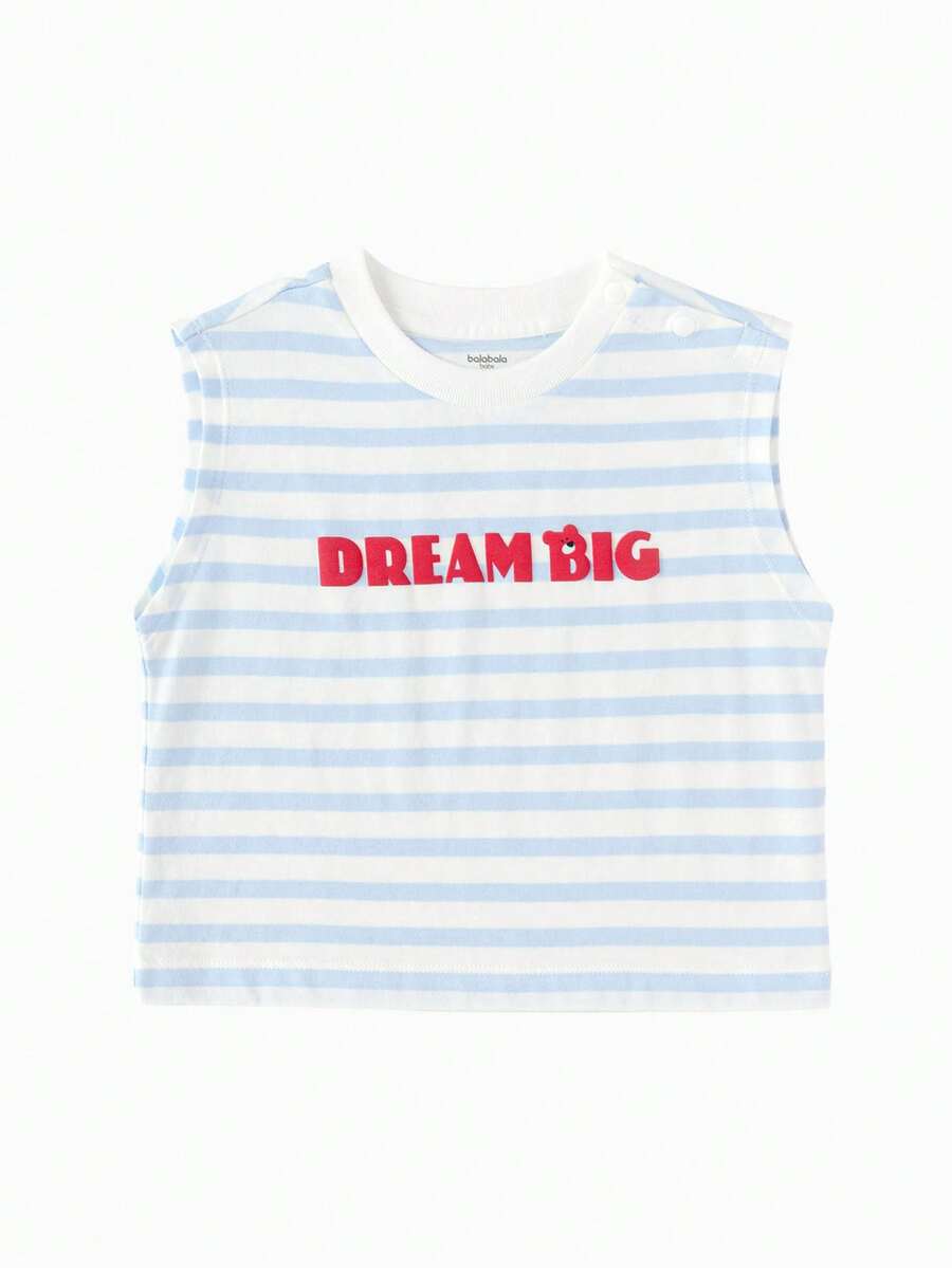 Balabala Baby Sleeveless Tank Top, Cute Design, Lightweight & Breathable Summer Outfit 2026 - Blue and White - View 1
