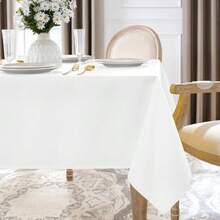 White Table Cloth Rectangular 140x200 Cm Wipe Clean Outdoor Tablecloth Stain Resistant Tablecloths Wipeable Washable Table Cover For Party Birthday Banquet Wedding Garden 55x78 Inch  Dfe - White - View 8