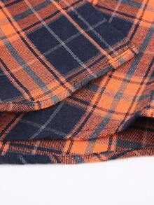 1pc Men's Plaid Button-Up Hooded Long Sleeve Shirt, Regular Fit, Dual Chest Pockets, Casual Outdoor Shacket - Orange - View 6