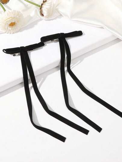 2Pcs Hair Bow Velvet Bows Clip Ribbon Ponytail Holder Accessories Slides Metal Clips French Barrette For Women