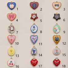 1pc Cute Cartoon Series DIY Jewelry Pendant, Cat/Butterfly/Flower/Horseshoe Oil Drop Elements, Macaron Color Double-Sided Girly Versatile Pendant - Other - View 3