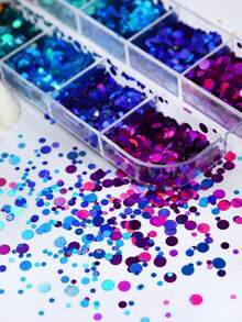 1 Box Holographic Ocean-Themed Mixed Round Resin Glitter Flakes, Suitable For Epoxy Resin Filling, Shiny Bubble Shapes, DIY Jewelry Making, Resin Shaker Molds, Resin Material - Multicolor - View 6