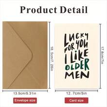 Funny Birthday Card For Men, Husband Birthday Gift, Mature Man Birthday Card, Boyfriend Birthday Card, "You're So Lucky, I Love Mature Men" / Thick Paper + Envelope, Christmas - Khaki - View 3