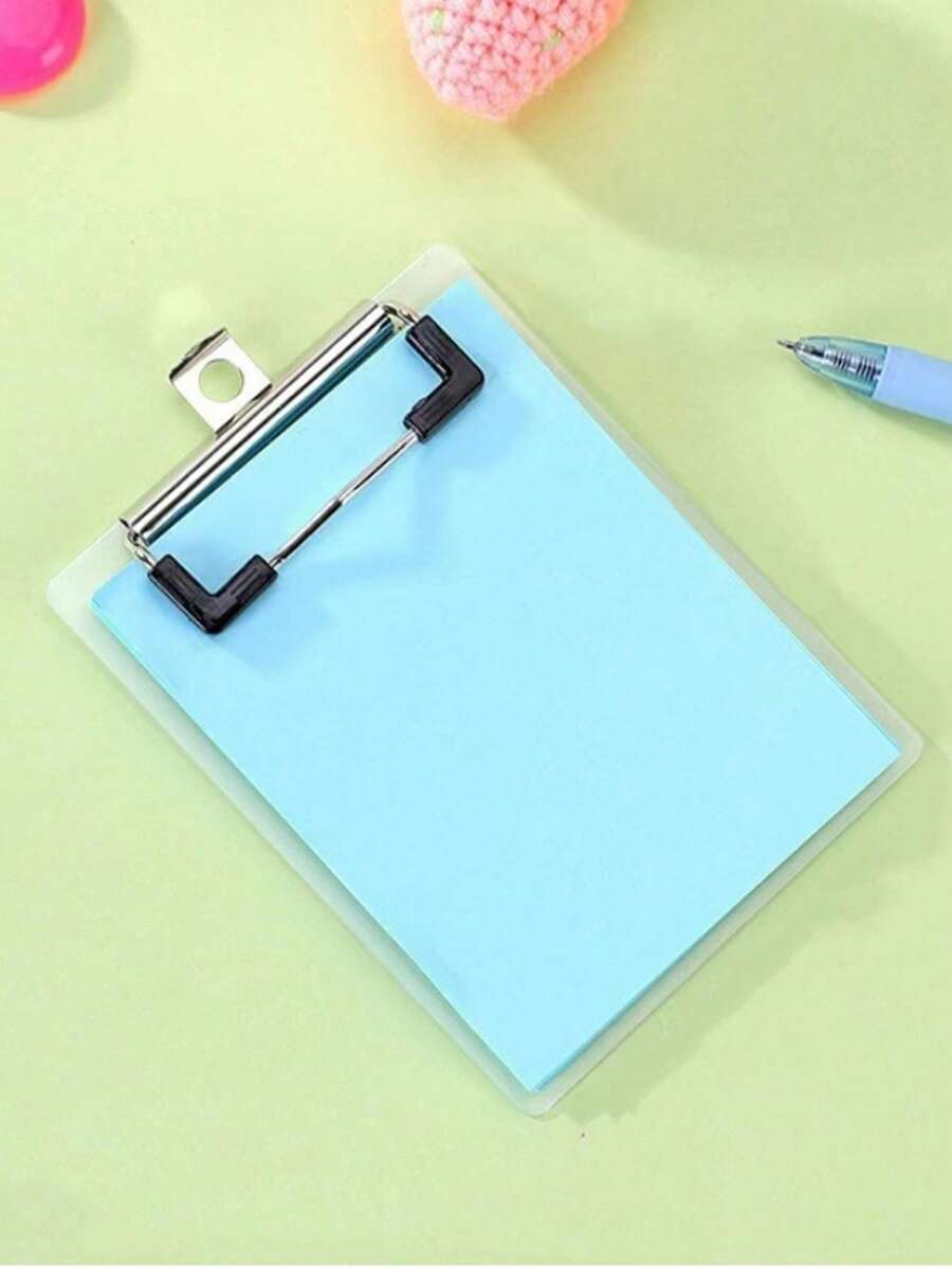 Portapapeles pequeño resistente con 50 hojas/100 páginas de papel para escribir, carpeta de archivos, clip de bloc de notas portátil, material de PP duradero para notas, recibos, facturas, uso de bolsillo - A - Ver 1