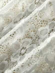 女士蕾丝下摆加长吊带裙，百搭休闲荷叶边卫衣裙，春秋季 - 白色 - 查看 4