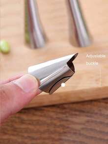Stainless Steel Nail Care Tool Set, Adjustable Nail Protector, Chestnut & Nut Peeler, Vegetable Picking Finger Sleeve, Multi-Function Manual Garlic Press, Garlic Grater - Multicolor - View 11