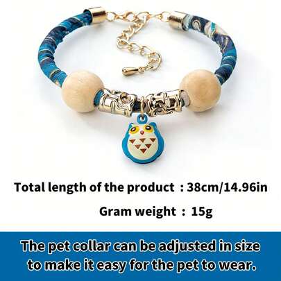 1pc Adjustable Pet Necklace With Cute Cartoon Pendant, Comfortable Daily Wear For Small Cats And Dogs