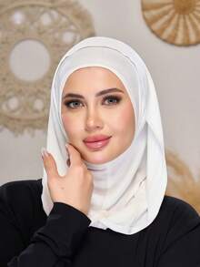 1 pièce Cagoule, Foulard turban tout-en-un, Tour de cou tricoté élastique, Tissu léger et extensible, Convient pour la prière, les voyages, le travail, le port quotidien, la plage, les vacances, les accessoires - Cagoule - Voir 5