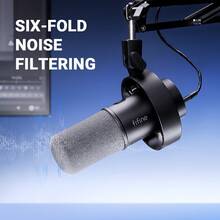 Mikrofon Dinamis Studio XLR/USB, Mikrofon Kondensor Kardioid Cocok Untuk Rekaman Vokal, Musik, Live Streaming, Gaming, Dengan Jack Headphone 3.5mm Dan Tombol Mute, Bodi Logam Hitam, FIFINE K688 Versi Global - Hitam - View 5