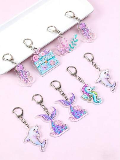 6pcs Party Bag Fillers Purple Mermaid Keychains,Mermaid Acrylic Key Chains Pendant, Mermaid Party Pendant Decor, Birthday Party Supplies, Birthday Gifts Key Ring, Classroom Rewards, Gift Packaging, Mermaid Birthday Decor, Mermaid Decor, Party Favors, Babe Shower Decor,Wedding Favors, Bridal Shower Decor