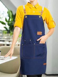 1pc Durable Waterproof Canvas Work Apron With Pockets And Adjustable Strap, Suitable For Nail Salons, Cafes, Restaurants, Bars, Bakeries And Staff ﻿ - Multicolor - View 7