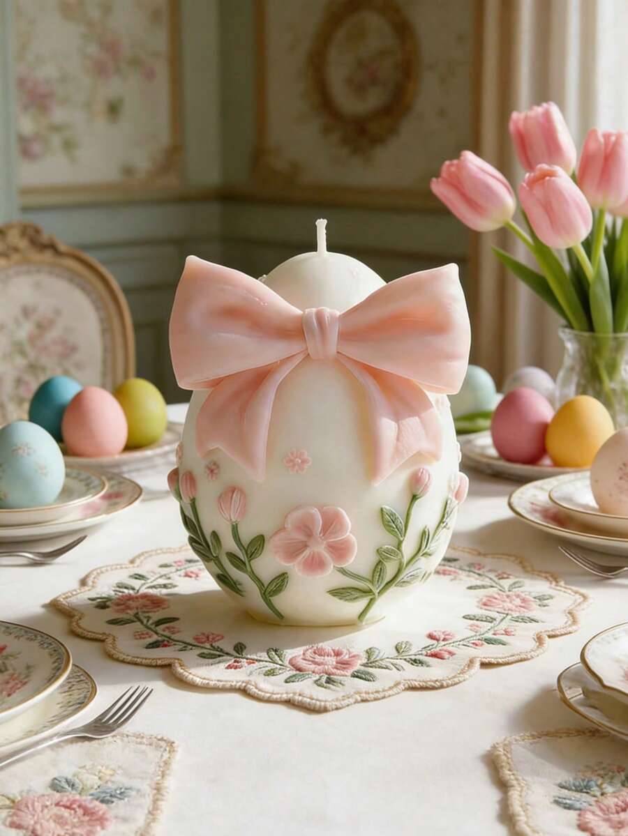 Belt Knot Easter Egg Fragrance Diffuser Candle Mold DIY Easter Egg Fragrance Expansion Stone Gypsum Silicone Mold - Bow-shaped Easter Egg - View 1