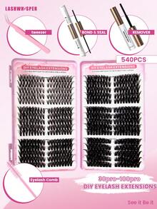 DIY Lash Extension Kit Cluster Lashes Waterproof Lash Bond And Seal Long Lasting Individual Lash Clusters Adhesive Sealant Makeup Tool - Multicolor - View 2