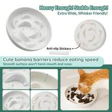 Bộ bát ăn chậm bằng gốm cho mèo - Thúc đẩy sự phát triển râu khỏe mạnh nhờ phương pháp ăn chậm - Bát đơn và bát đôi phù hợp cho cả thức ăn ướt và khô - An toàn khi sử dụng trong lò vi sóng và máy rửa chén - Dễ dàng vệ sinh - 7 OZ - Xem 4