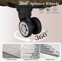 YSTYLE Maleta trolley rígida ultraligera y espaciosa, cerradura de combinación lateral con TSA, 4 ruedas para fácil transporte - Marrón - Ver 4