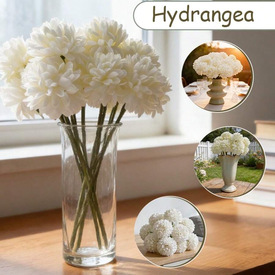 Budget-Friendly Bulk Artificial Hydrangea Flowers, Great For DIY Wedding & Event Decor, Perfect For Vase, Wreath, Wall Decor & Mother's Day Gifts - 白色 - 查看 1