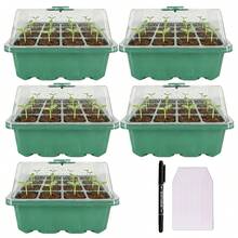 5pcs/Set Seed Sprouting Tray Kit, 60-Cell Seed Germination Tray With Humidity Dome And Base, Reusable Greenhouse Seedling Starter Tray With Gardening Tools And Labels (Green) - 5 Sets - View 7