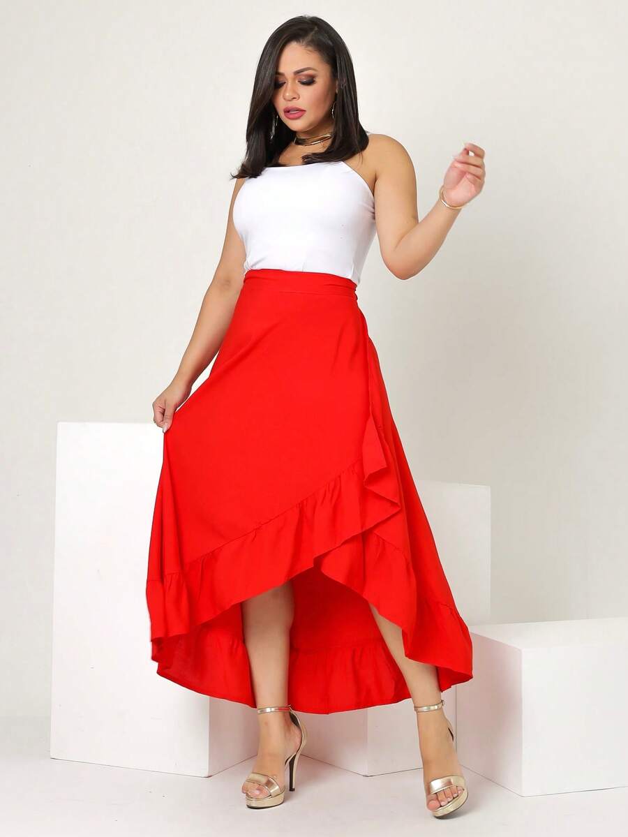 Women Skirts - 紅色 - 查看 1