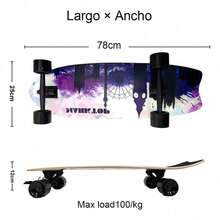 Patineta Longboard Tabla De Madera Juvenil Graffiti 80cm - Negro - Ver 4