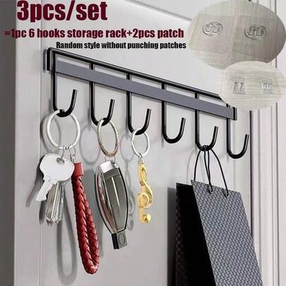 6pcs/Set Wall Mounted Hooks, No Drilling Required, Suitable For Hanging Clothes, Towels, Bathrobes, And Small Items In Bathroom, Bedroom, Toilet, Living Room, Entryway, Convenient Home Storage, Space-Saving, Modern Style, Sturdy And Easy To Install, Ideal For Small Spaces, Perfect Home Decor.
