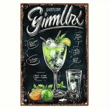 Retro Gimmler Cocktail Blackboard Metal Sign - Country Style Iron Wall Art With Hand-Painted Mojito And Soda Recipes, 19.99x 30.0cm , Perfect For Home Bar, Garage Or Office Decoration - Ideal Gift For Men, Husband, Boyfriend On Birthdays, Anniversaries, Father's Day, Bar Decoration, Garage Decoration, Retro Design, Anniversary Gift - 多色 - 查看 2