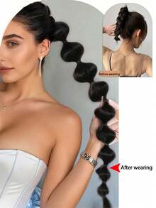 30 Inch Women's Wig Lantern Bubble Ponytail Curly Wig High Ponytail - Multicolor - View 4