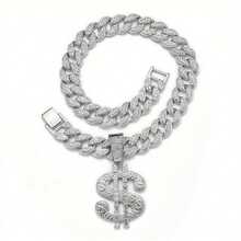 2 piezas Collar de mascota estilo Hip Hop, Colgante grande de dólar con diamante de imitación, Diseño ajustable y único, Adecuado para mascotas pequeñas/medianas/grandes - Multicolor - Ver 6