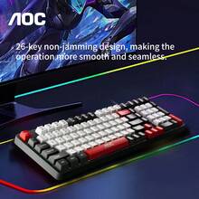AOC RGB Rainbow Backlit Mechanical Feeling Keyboard, 102 Keys, Laser Engraved Characters, 26-Key Anti-Ghosting, Splash-Resistant, Suitable For Office And Gaming - Multicolor - View 5