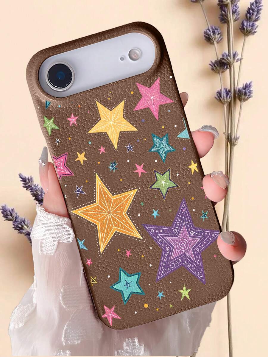 1pc Vibrant Multicolor Star Pattern Phone Case.Playful Design,Fun Y2K Aesthetic Phone Accessory.Compatible With Iphone 17promax/17pro/17/17Air/16promax/16puls/16pro/16/15promax/15puls/15pro/15/14promax/14puls/14pro/14/13promax/13pro/13/12promax/12pro/12 - Burgundy - View 1