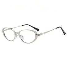 1 Pair Women's Oval Frame Minimalist Y2K Metal Glasses, Casual Fashionable Suitable For Daily Wear, Reading, Street Style, Office - Multicolor - View 7