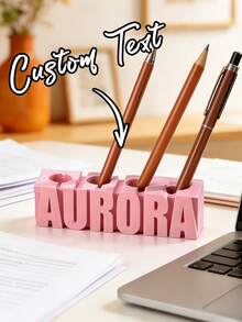 Customizable Desktop Pen Holder, Personalized Text, 3D Printed Colorful Pen Cup, Multiple Colors Available, Pencil Holder, Semester Start/End Gift, Office Decor, Bookshelf Decor, Office Desk Accessory, Fun Small Gift, Teacher & Office Gift, Teacher's Day Gift, Gift For Boyfriend/Girlfriend, Commemorative Gift - Multicolor - View 3