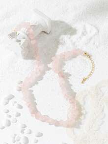 1pc Natural Stone Chip Necklace, Suitable For Women's Daily And Festival Wear - Multicolor - View 8