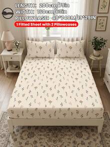 Bộ ga trải giường in họa tiết 2/3 món (1 ga trải giường + 1/2 vỏ gối, không kèm ruột gối), chất liệu bảo vệ nệm thân thiện với da, vỏ nệm in họa tiết, mềm mại và thoáng khí, nhiều kích cỡ phù hợp với giường đơn/đôi/nữ hoàng/vua, dùng được cả bốn mùa, có thể giặt máy, trang trí nhà cửa, trang trí phòng ngủ. - Nhiều màu - Xem 19