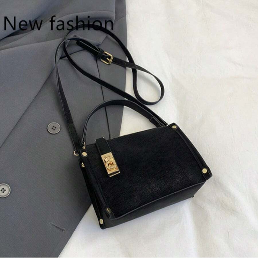 Women's Structured Squared Box Handbag, Fashion Elegant Lady Crossbody Bag, Black, Best Mother's Day - Black - View 1