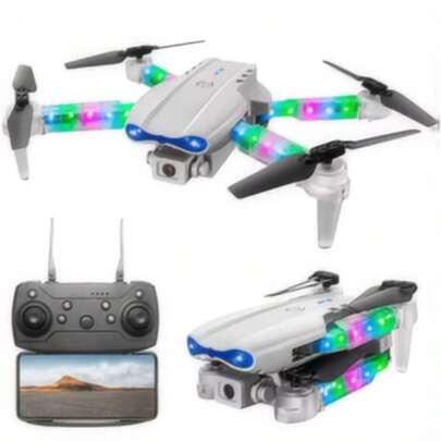 E99D Quadcopter Drone Luces LED que cambian de color 360P Cámaras duales Altura Hold Rc Plegable Dron
