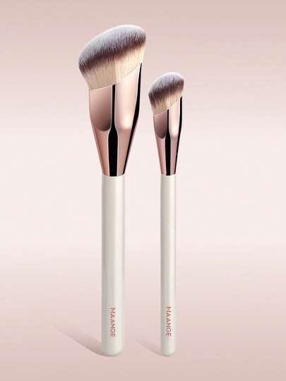 MAANGE 2pcs Professional Makeup Brushes Brush Set, Angle Top Foundation Brushes Powder Blusher Brush,Soft Dense Fiber Concealer Brush,For Daily Makeup On Face,Makeup Accessories Gifts For Friends,Travel Makeup Brush Set ,Giveaways,Professional Makeup Brushes,Complete Makeup Set