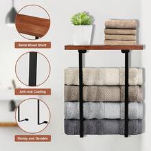 Bathroom Wall Decor Towel Rack, Bathroom Storage Shelf, Minimalist Design Organizer Rack For Bath Towels, Hand Towels, Suitable For Bathroom, Spa, Salon, RV - Multicolor - View 5