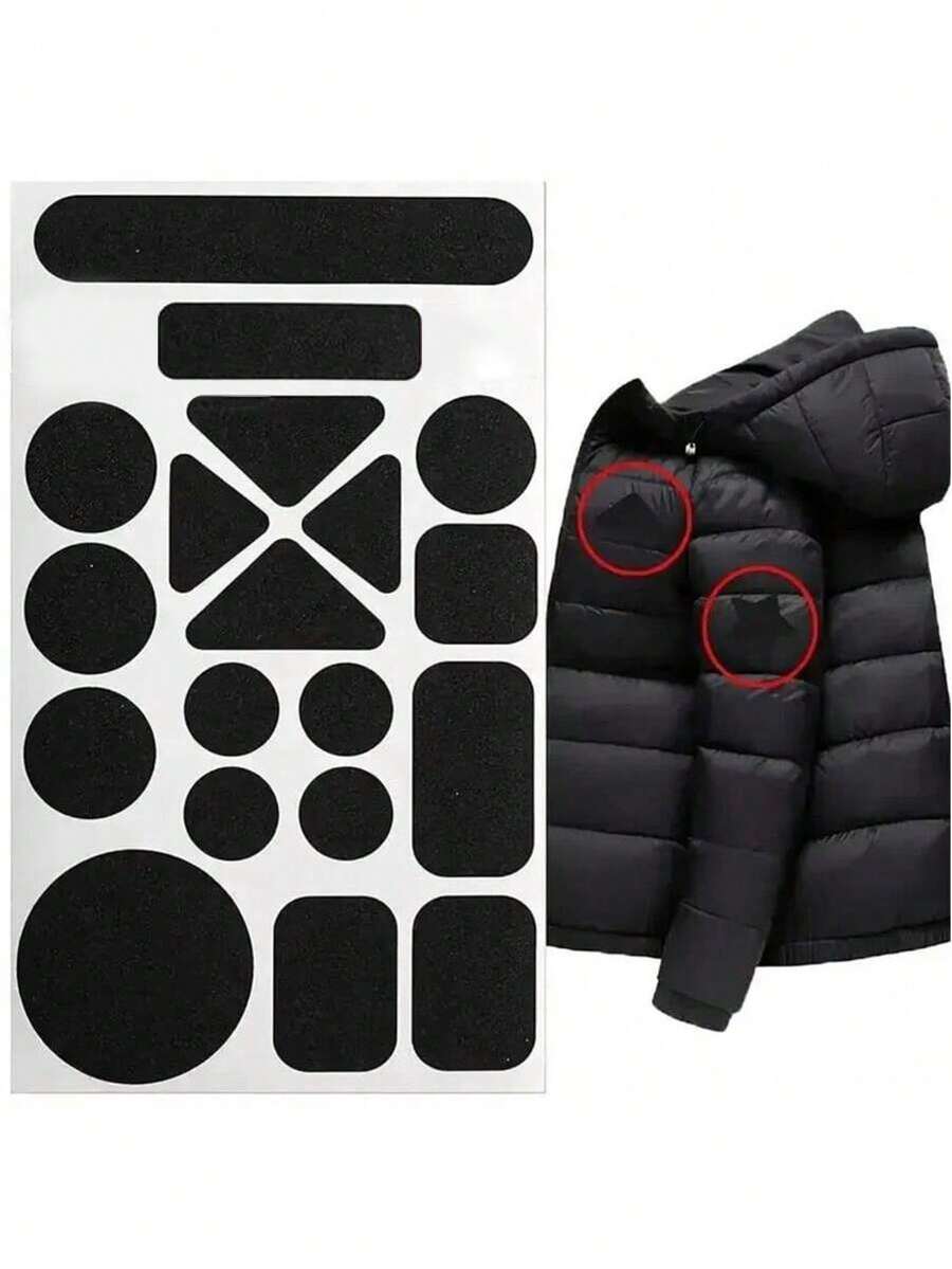 Self-Adhesive Fabric Repair Patches, Universal Black Patches, Suitable For Down Jackets, Clothing, Wallets, Etc., Repair Kit, Fabric Mending Patches - Black - View 1